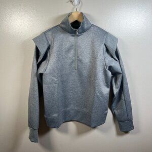 Addison Bay Poplar Half Zip Sweatshirt Size Small Gray Pullover Ruffle Preppy
